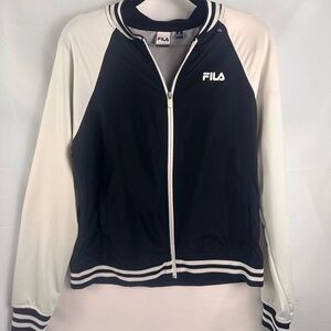 Fila Women's Varsity Jacket in Black and White